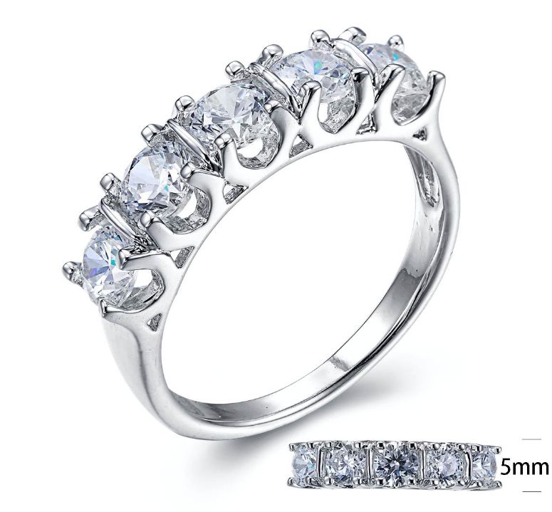 SJ23129, Ladies' Moissanite Ring, S925, Rhodium Plated, White, 3.66g