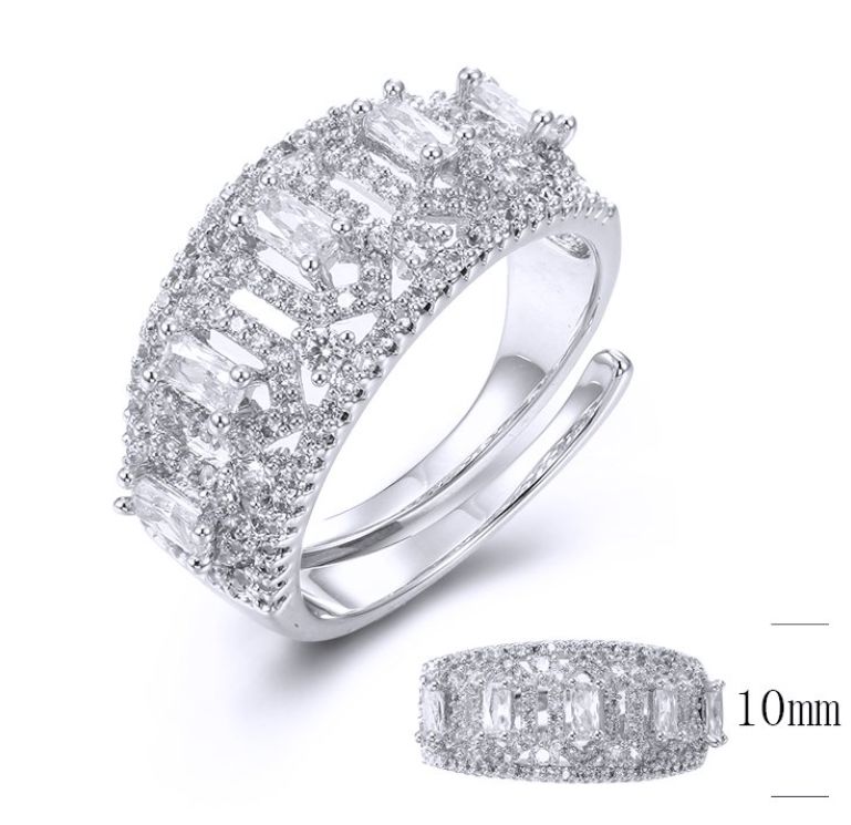 SJ34015, Ladies' Moissanite Ring, S925, Rhodium Plated, White, 4.38g