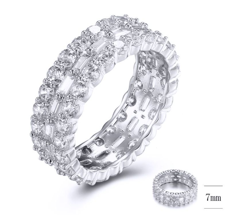 SJ33173, Ladies' Moissanite Ring, S925, Rhodium Plated, White, 4.64g