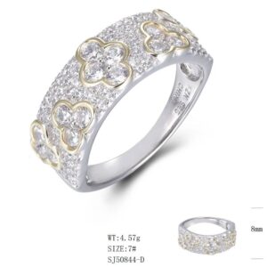 SJ50844, Ladies' Moissanite Ring, S925, Rhodium Plated, White, 5.08g
