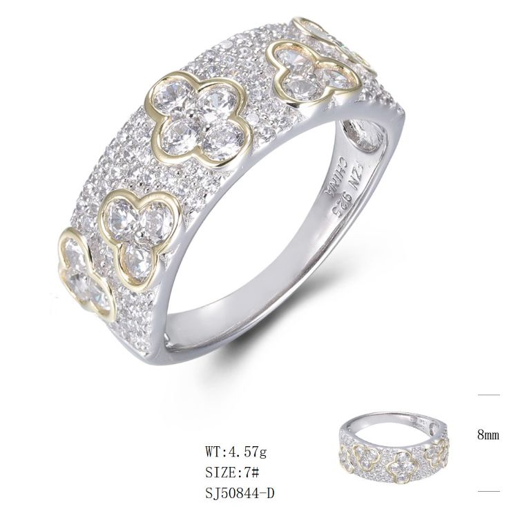 SJ50844, Ladies' Moissanite Ring, S925, Rhodium Plated, White, 5.08g