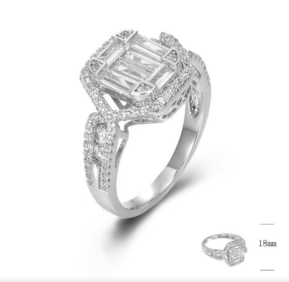 SJ44830, Ladies' Moissanite Ring, S925, Rhodium Plated, White, 4.32g