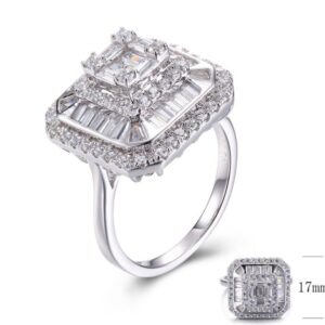 SJ29889, Ladies' Moissanite Ring, S925, Rhodium Plated, White, 5.53g