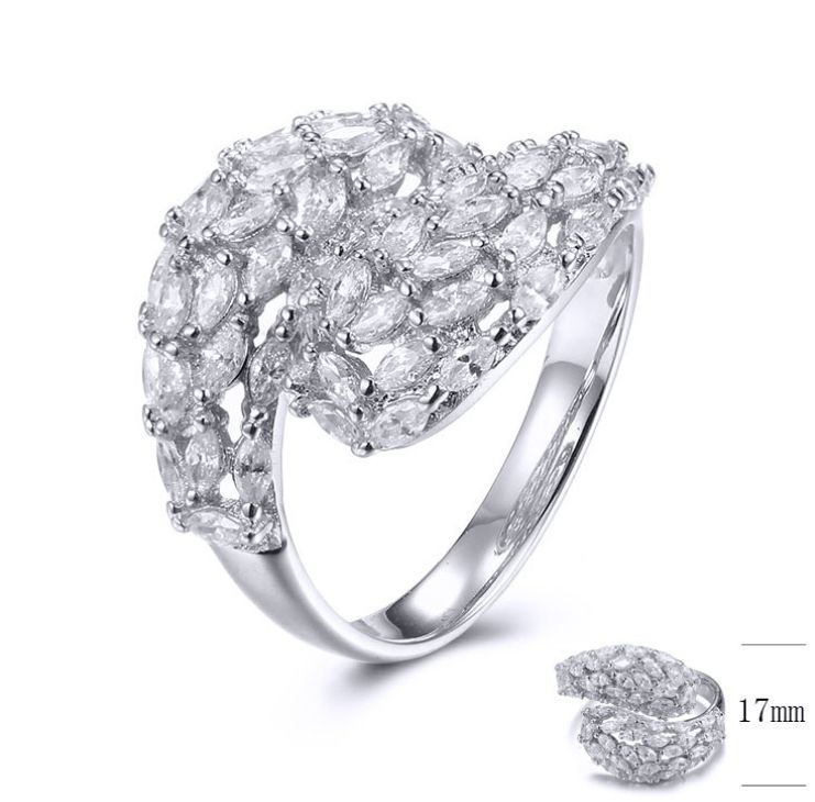 SJ30042, Ladies' Moissanite Ring, S925, Rhodium Plated, White, 4.62g