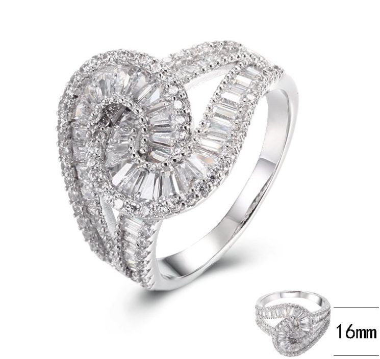 SJ40264, Ladies' Moissanite Ring, S925, Rhodium Plated, White, 4.54g