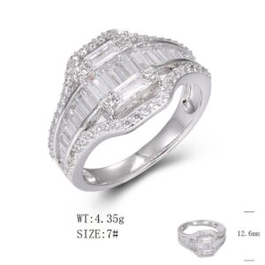 SJ49403, Ladies' Moissanite Ring, S925, Rhodium Plated, White, 4.64g