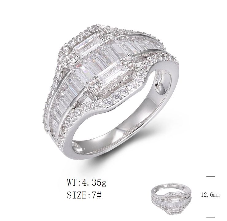 SJ49403, Ladies' Moissanite Ring, S925, Rhodium Plated, White, 4.64g