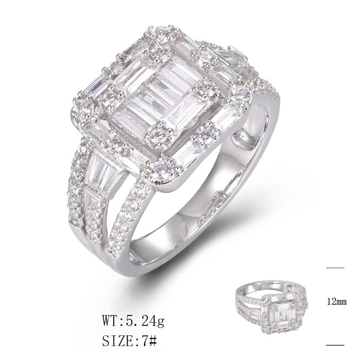 SJ49404, Ladies' Moissanite Ring, S925, Rhodium Plated, White, 5.29g