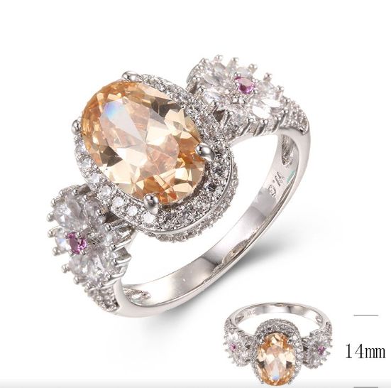 SJ38063, Ladies' Moissanite Ring, S925, Rhodium Plated, White, 5.55g