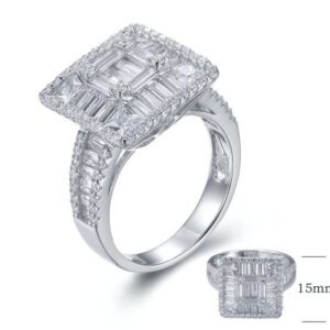 SJ26824, Ladies' Moissanite Ring, S925, Rhodium Plated, White, 6.36g