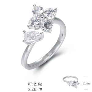 SJ49280, Ladies' Moissanite Ring, S925, Rhodium Plated, White, 2.65g