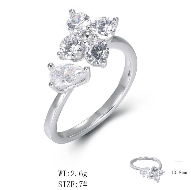 SJ49280, Ladies' Moissanite Ring, S925, Rhodium Plated, White, 2.65g