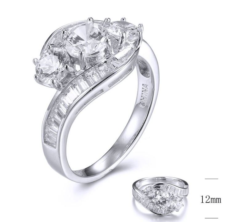 SJ31590, Ladies' Moissanite Ring, S925, Rhodium Plated, White, 4.08g