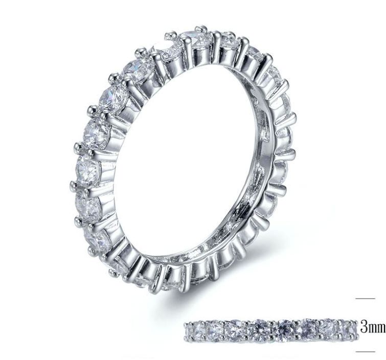 SJ28224, Ladies' Moissanite Ring, S925, Rhodium Plated, White, 2.54g