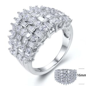 SJ25366, Ladies' Moissanite Ring, S925, Rhodium Plated, White, 6.9g