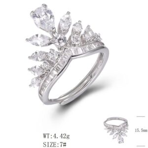 SJ49028, Ladies' Moissanite Ring, S925, Rhodium Plated, White, 4.45g