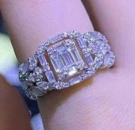 SJ49129, Ladies' Moissanite Ring, S925, Rhodium Plated, White, 4.1g