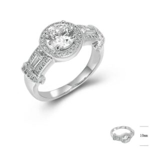 SJ44006, Ladies' Moissanite Ring, S925, Rhodium Plated, White, 3.97g