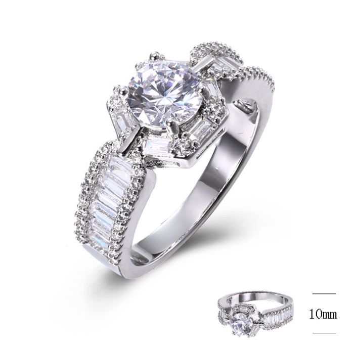 SJ41977, Ladies' Moissanite Ring, S925, Rhodium Plated, White, 4.14g