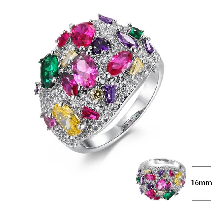 SJ39098, Ladies' Moissanite Ring, S925, Rhodium Plated, White, 7.45g