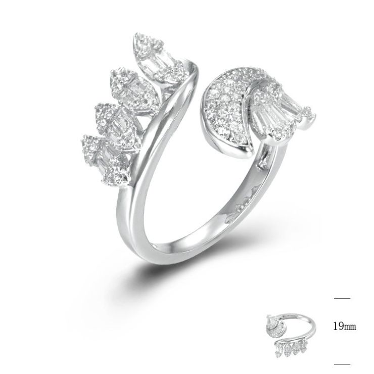 SJ45349, Ladies' Moissanite Ring, S925, Rhodium Plated, White, 4.31g