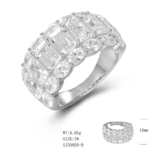 SJ50920, Ladies' Moissanite Ring, S925, Rhodium Plated, White, 8.24g