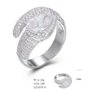 SJ51076, Ladies' Moissanite Ring, S925, Rhodium Plated, White, 4.44g
