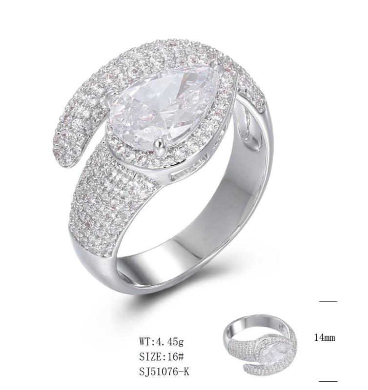 SJ51076, Ladies' Moissanite Ring, S925, Rhodium Plated, White, 4.44g