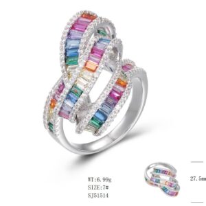 SJ51514, Ladies' Moissanite Ring, S925, Rhodium Plated, White, 7.47g