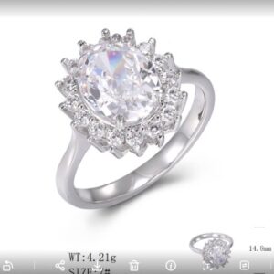 SJ46360, Ladies' Moissanite Ring, S925, Rhodium Plated, White, 4.3g