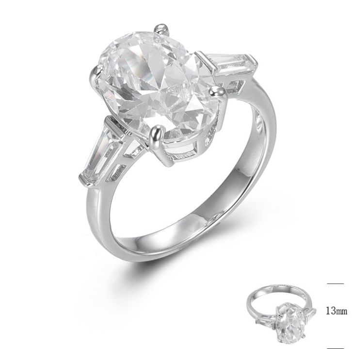 SJ44866, Ladies' Moissanite Ring, S925, Rhodium Plated, White, 4.35g