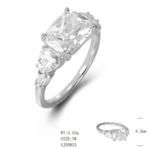 SJ50923, Ladies' Moissanite Ring, S925, Rhodium Plated, White, 3.49g