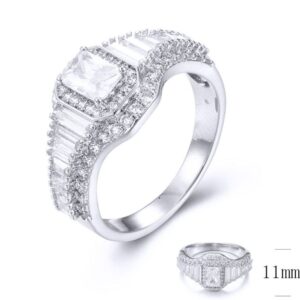 SJ33909, Ladies' Moissanite Ring, S925, Rhodium Plated, White, 3.37g