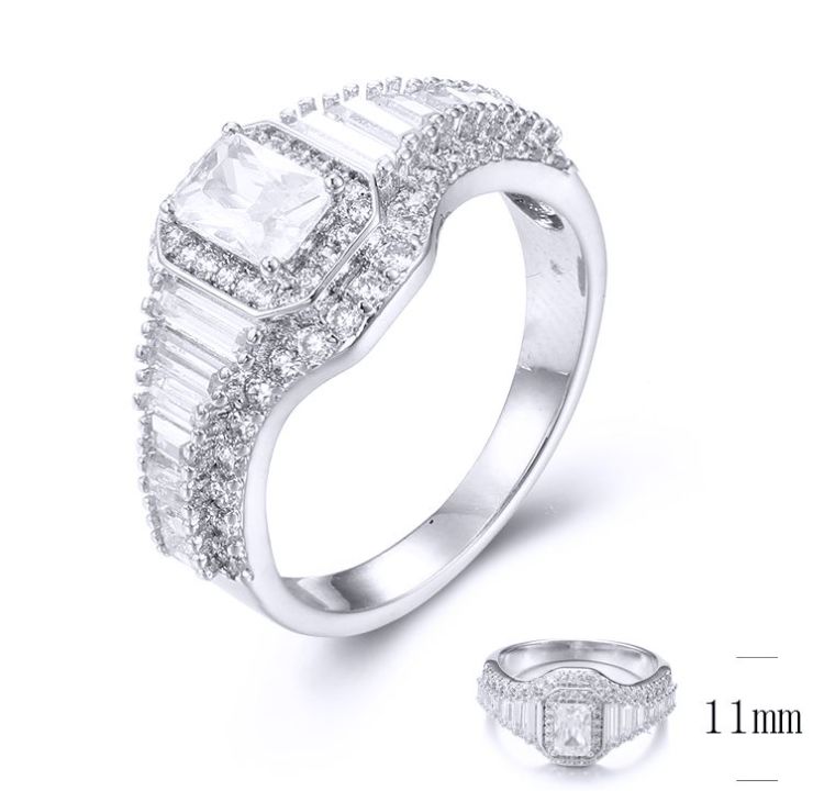 SJ33909, Ladies' Moissanite Ring, S925, Rhodium Plated, White, 3.37g