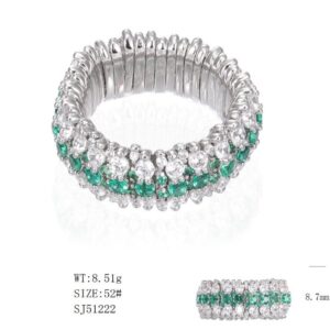 SJ51222, Ladies' Moissanite Ring, S925, Rhodium Plated, White, 8.65g