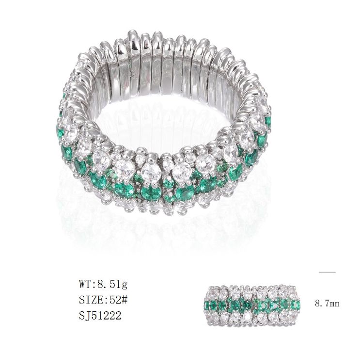 SJ51222, Ladies' Moissanite Ring, S925, Rhodium Plated, White, 8.65g