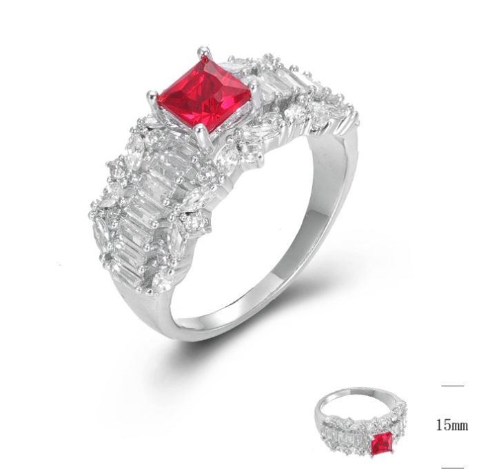 SJ45382, Ladies' Moissanite Ring, S925, Rhodium Plated, White, 4.69g