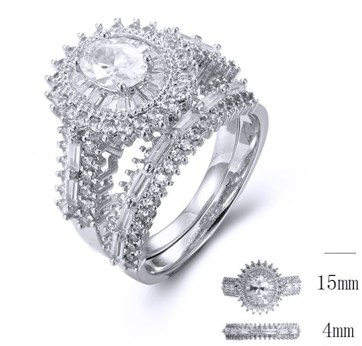 SJ34117, Ladies' Moissanite Ring, S925, Rhodium Plated, White, 3.98g