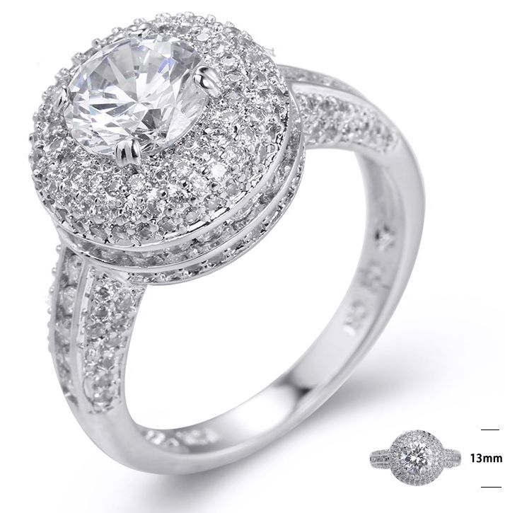 SJ23593, Ladies' Moissanite Ring, S925, Rhodium Plated, White, 5.55g
