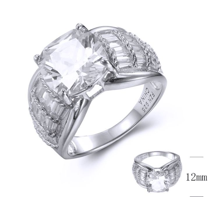 SJ39430, Ladies' Moissanite Ring, S925, Rhodium Plated, White, 3.68g