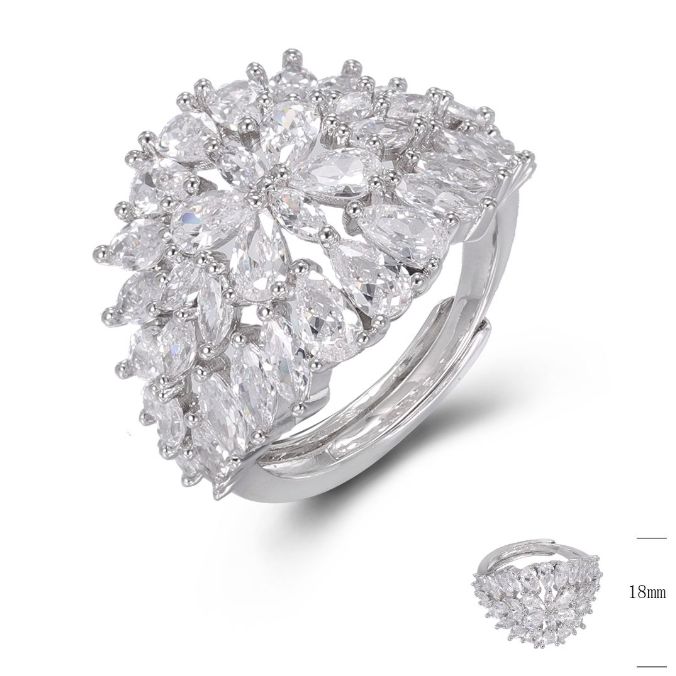 SJ47710, Ladies' Moissanite Ring, S925, Rhodium Plated, White, 6.2g