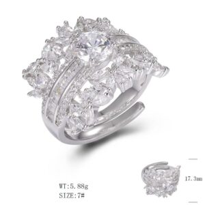 SJ48388, Ladies' Moissanite Ring, S925, Rhodium Plated, White, 5.98g