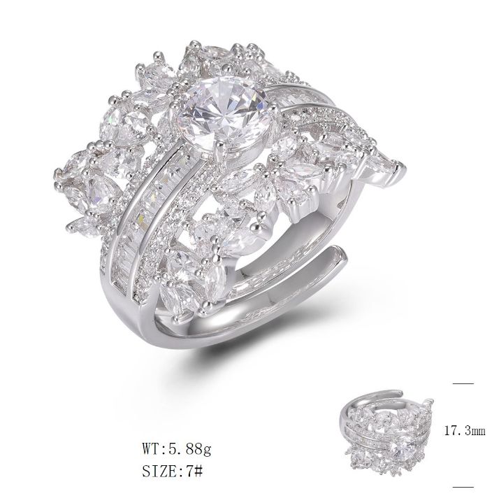 SJ48388, Ladies' Moissanite Ring, S925, Rhodium Plated, White, 5.98g