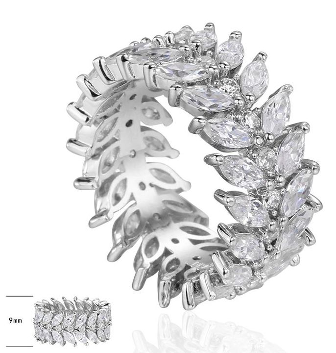 SJ22724, Ladies' Moissanite Ring, S925, Rhodium Plated, White, 6.7g