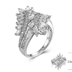 SJ29099, Ladies' Moissanite Ring, S925, Rhodium Plated, White, 6.3g