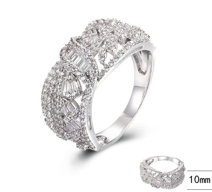 SJ39919, Ladies' Moissanite Ring, S925, Rhodium Plated, White, 4.59g