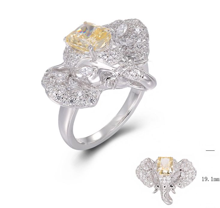SJ49200, Ladies' Moissanite Ring, S925, Rhodium Plated, White, 6.69g