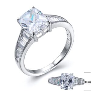 SJ22813, Ladies' Moissanite Ring, S925, Rhodium Plated, White, 3.94g