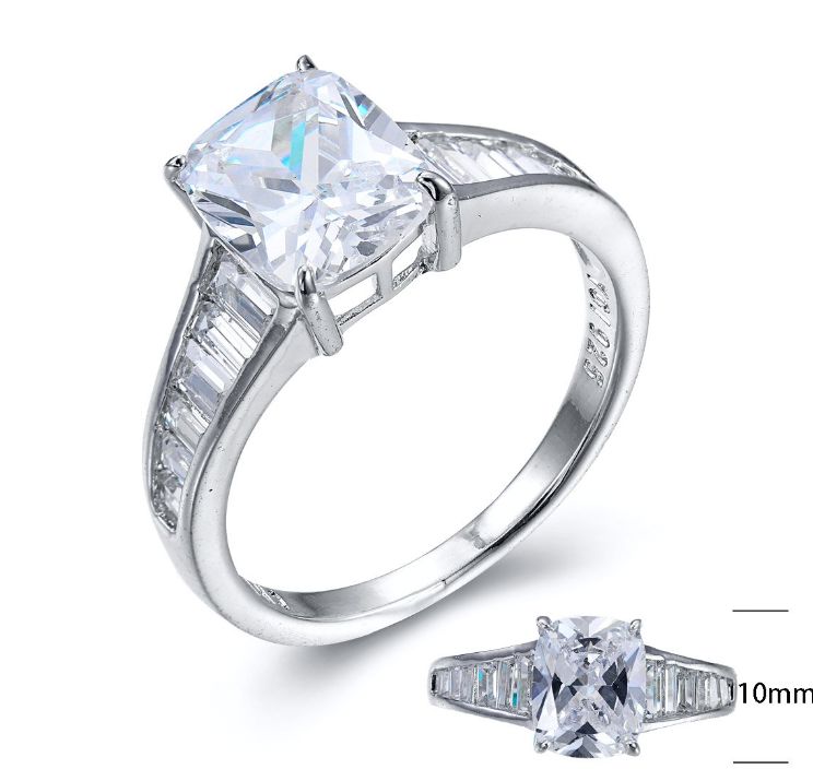 SJ22813, Ladies' Moissanite Ring, S925, Rhodium Plated, White, 3.94g