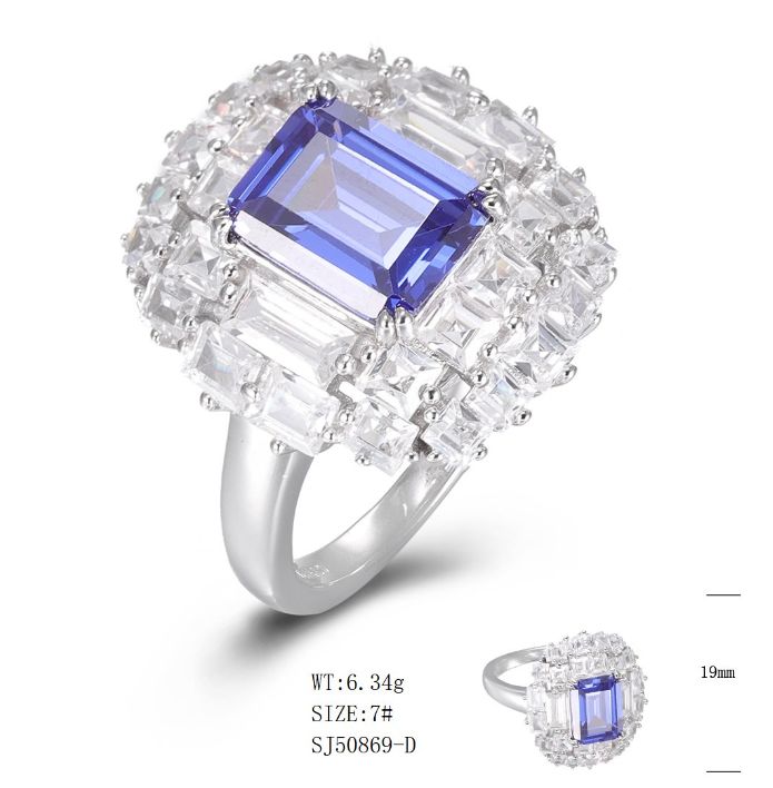 SJ50869, Ladies' Moissanite Ring, S925, Rhodium Plated, White, 6.18g